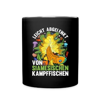 Ozean Tier Meeresbewohner Lustiges Kampffisch - Tasse einfarbig - Schwarz - Vorne