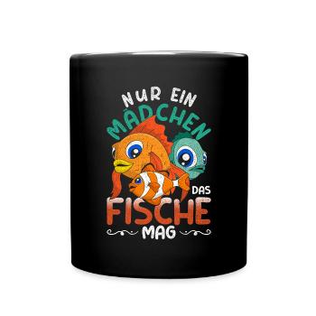Nur ein Mädchen das Fische mag Geschenk Fisch - Tasse einfarbig - Schwarz - Vorne