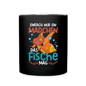 Fischzucht Angler Mädchen Frauen Geschenk Fisch - Tasse einfarbig - Schwarz - Vorne