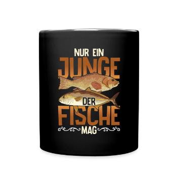 Fischzucht Angler Jungen Fischer Geschenk Fisch - Tasse einfarbig - Schwarz - Vorne