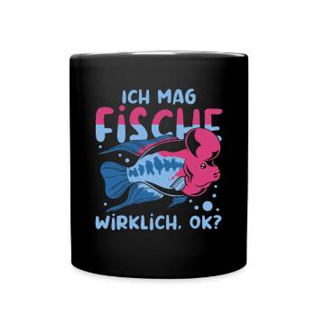 Fischen Angler Fischzucht Geschenk Lustiges Fisch - Tasse einfarbig - Schwarz - Vorne