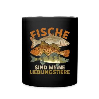Fische sind meine Lieblingstiere Lustiges Fisch - Tasse einfarbig - Schwarz - Vorne