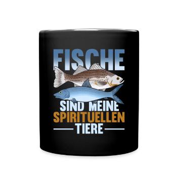Tierliebhaber Fischzucht Angler Geschenk Fisch - Tasse einfarbig - Schwarz - Vorne