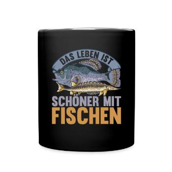 Fischzüchter Angler Fische Lustiges Geschenk Fisch - Tasse einfarbig - Schwarz - Vorne