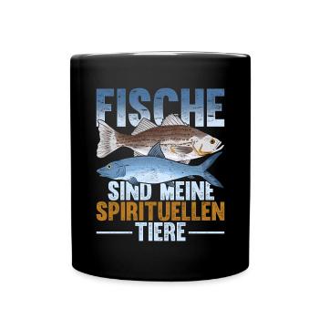 Fische sind meine spirituellen Tiere Angler Fisch - Tasse einfarbig - Schwarz - Vorne