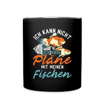 Fischzucht Angler Geschenkidee Lustiges Fisch - Tasse einfarbig - Schwarz - Vorne