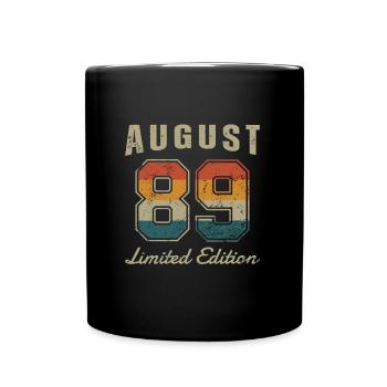 Geburtstag: August 1989 - Limited Edition Retro - Tasse einfarbig - Schwarz - Vorne