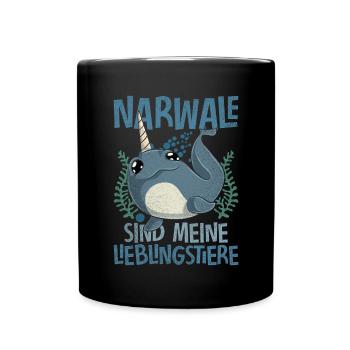Narwale sind meine Lieblingstiere Ozean Narwal - Tasse einfarbig - Schwarz - Vorne