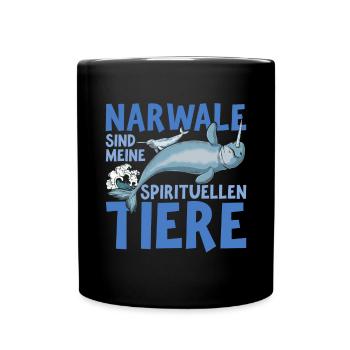 Meerestier Ozean Tier Geschenk Lustiges Narwal - Tasse einfarbig - Schwarz - Vorne