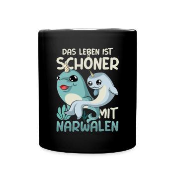 Ozean Tier Meerestier Lustiges Geschenk Narwal - Tasse einfarbig - Schwarz - Vorne