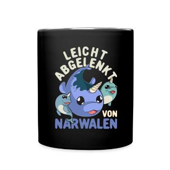 Meeresbewohner Wal Lustige Geschenkidee Narwal - Tasse einfarbig - Schwarz - Vorne