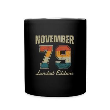 Geburtstag: November 1979 - Limited Edition Retro - Tasse einfarbig - Schwarz - Vorne