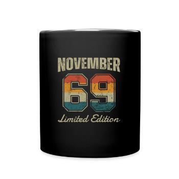 Geburtstag: November 1969 - Limited Edition Retro - Tasse einfarbig - Schwarz - Vorne