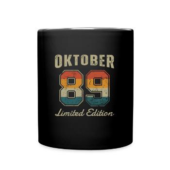 Geburtstag: Oktober 1989 - Limited Edition Retro - Tasse einfarbig - Schwarz - Vorne