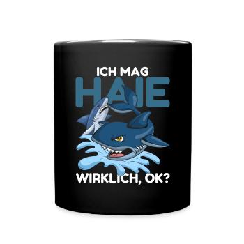 Ozean Tierliebhaber Meerestier Geschenk Hai - Tasse einfarbig - Schwarz - Vorne