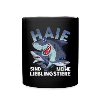 Ozean Haie sind meine Lieblingstiere Lustiges Hai - Tasse einfarbig - Schwarz - Vorne