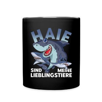 Tierliebhaber Meerestier Lustiges Geschenk Hai - Tasse einfarbig - Schwarz - Vorne