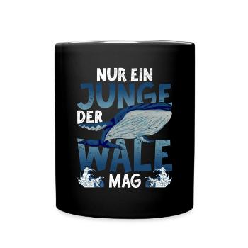 Schwertwal Nur ein Junge der Wale mag Killerwal - Tasse einfarbig - Schwarz - Vorne