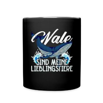 Wale sind meine Lieblingstiere Geschenk Killerwal - Tasse einfarbig - Schwarz - Vorne