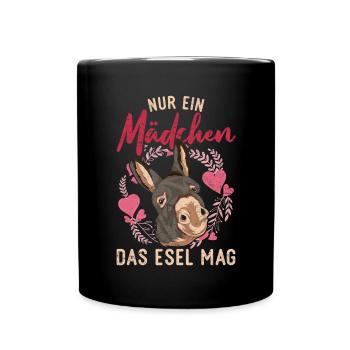 Nur ein Mädchen das Esel mag Bauernhof Tier Esel - Tasse einfarbig - Schwarz - Vorne