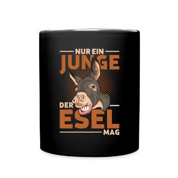 Bauernhof Tier Landwirt Bauer Jungen Geschenk Esel - Tasse einfarbig - Schwarz - Vorne