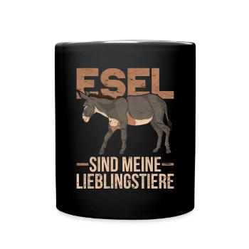 Esel sind meine Lieblingstiere Bauernhof Tier Esel - Tasse einfarbig - Schwarz - Vorne