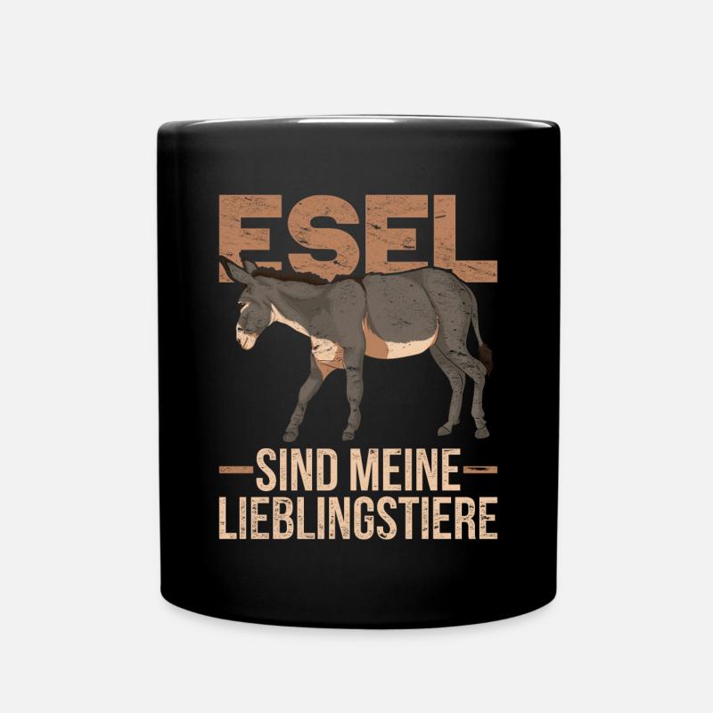 Esel sind meine Lieblingstiere Bauernhof Tier Esel - Tasse einfarbig - Schwarz