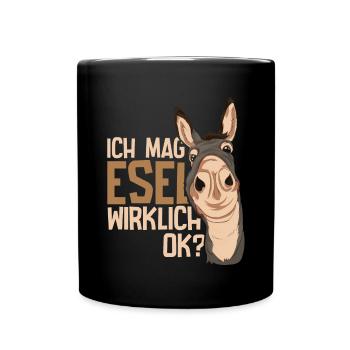 Bauernhof Tier Landwirt Lustiges Geschenk Esel - Tasse einfarbig - Schwarz - Vorne