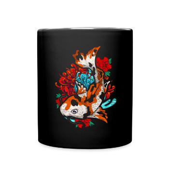Koi Fischzüchter Geschenk Buntes Koi Karpfen - Tasse einfarbig - Schwarz - Vorne