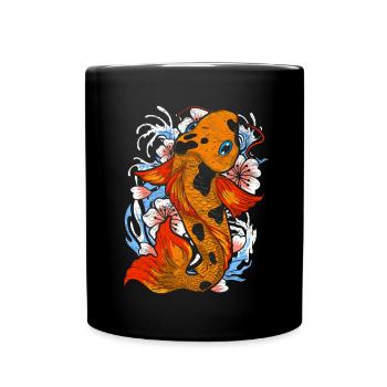 Koi Fischzucht Geschenk Farbenfrohes Koi Karpfen - Tasse einfarbig - Schwarz - Vorne