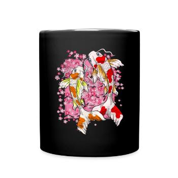 Sakura Koi Fisch Geschenk Kirschblüten Koi Karpfen - Tasse einfarbig - Schwarz - Vorne