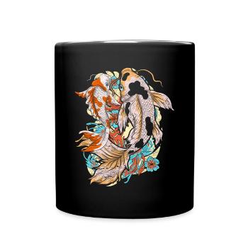 Japanischer Koi Fischzüchter Geschenk Koi Karpfen - Tasse einfarbig - Schwarz - Vorne