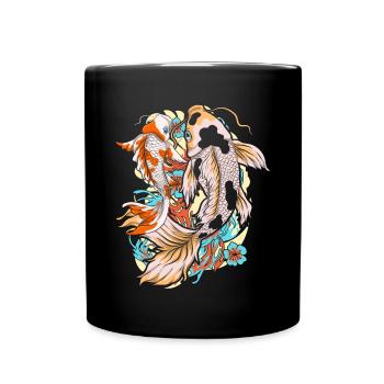 Japanische Koi Fischzucht Geschenk Koi Karpfen - Tasse einfarbig - Schwarz - Vorne