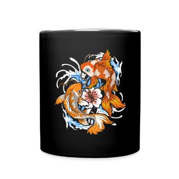 Japanischer Koi Fisch Geschenk Japan Koi Karpfen - Tasse einfarbig - Schwarz - Vorne