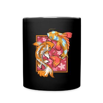 Japan Nishikigoi Sakura Geschenk Kirschblüten Koi - Tasse einfarbig - Schwarz - Vorne