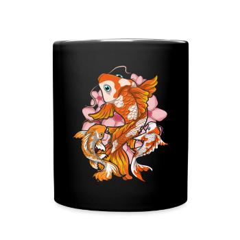 Sakura Nishikigoi Kirschblüte Geschenk Koi Karpfen - Tasse einfarbig - Schwarz - Vorne