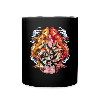 Cadeau de fleur de cerisier du Japon Sakura Koi Carp - Mug uni - noir - Devant