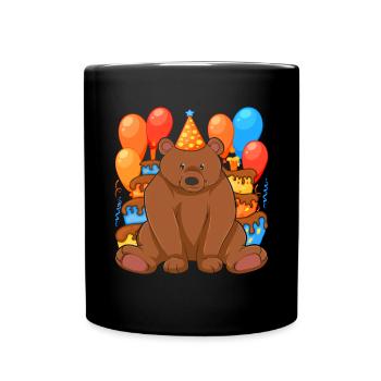 Waldbewohner Tier Geburtstags Party Geschenk Bär - Tasse einfarbig - Schwarz - Vorne