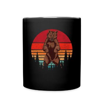 Retro Grizzly Bear Forest Animal Brown Bear Gift Bear - Full Colour Mug - black - Front