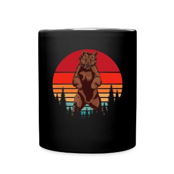 Braunbär Wald Tier Grizzly Bär Geschenk Retro Bär - Tasse einfarbig - Schwarz - Vorne