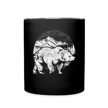 Nature Mountains Grizzly Bear Woodland Animal Gift Bear - Full Colour Mug - black - Front