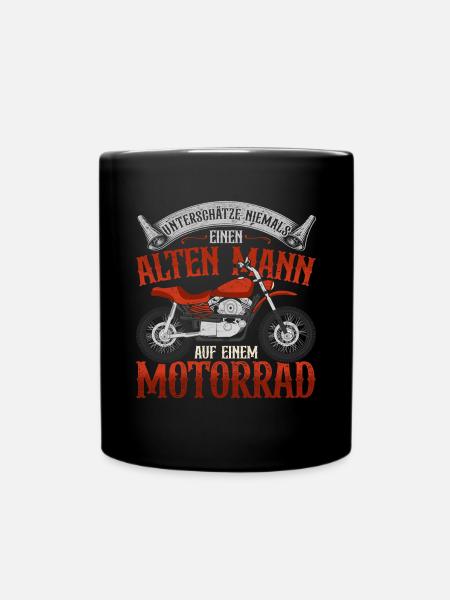 Unterschätze nie ein alten Mann auf einem Motorrad - Tasse einfarbig - Schwarz