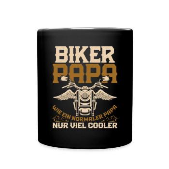 Motorradfahrer Papa Vatertag Geschenk Biker - Tasse einfarbig - Schwarz - Vorne