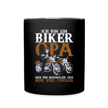 Ich bin Biker Opa wie ein normaler Opa nur cooler - Tasse einfarbig - Schwarz - Vorne