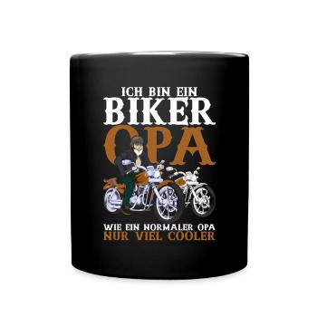 Biker Opa Rentner Lustiges Geschenk Motorrad - Tasse einfarbig - Schwarz - Vorne