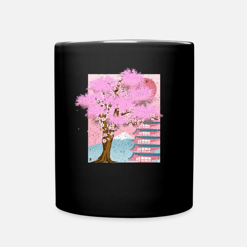 Japan Aesthetics Sakura Tree Gift Cherry Blossom - Full Colour Mug - black