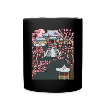 Japan Aesthetics Cherry Blossom Gift Sakura - Full Colour Mug - black - Front