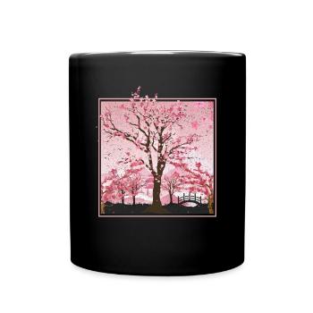 Japanese Cherry Blossom Gift Japan Sakura - Full Colour Mug - black - Front