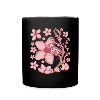Idée cadeau Sakura japonaise Fleurs de cerisier - Mug uni - noir - Devant