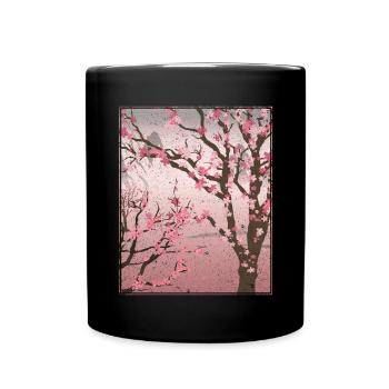 Japan Sakura Gift Idea of Japanese Cherry Blossoms - Full Colour Mug - black - Front